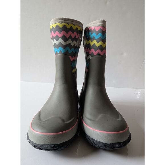 BOGS K Grasp‎ Waterproof Rain Snow Boots Stripes Gray Stripes Youth 6 - Picture 3 of 9